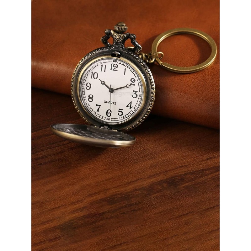 AUGEN Tibetan Prayer-4 Design Retro Vintage Pocket Watch Metallic Key Chain
