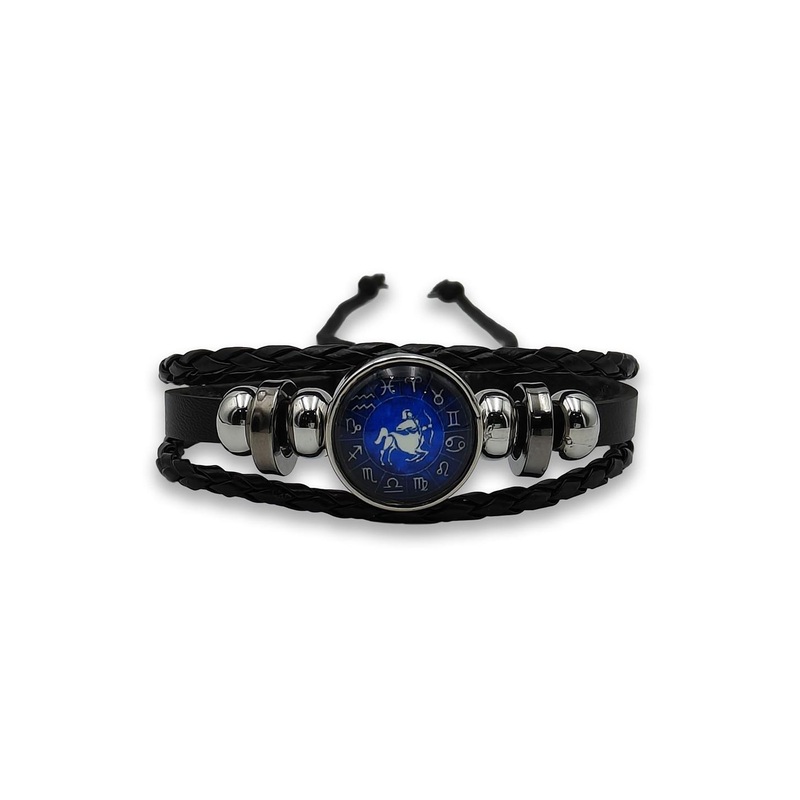 Bhagya G Men Leather Armlet Sagittarius Signs Zodiac Constellation Bracelet