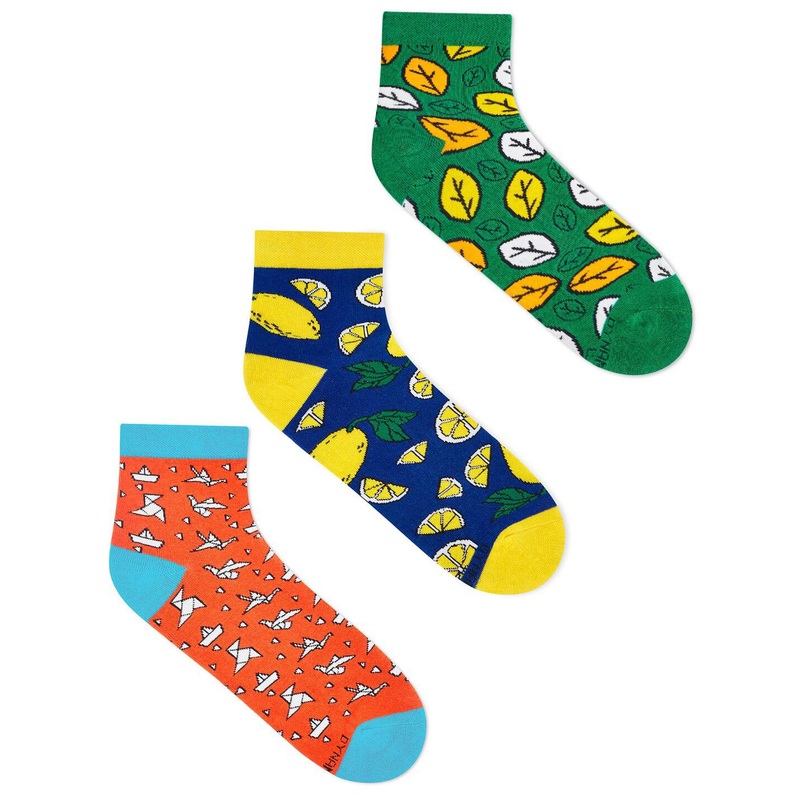 Dynamocks Pack Of 3 Cotton Patterned Ankle-Length Socks