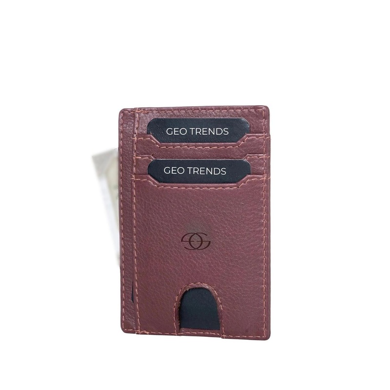 GEO TRENDS Unisex RFID Textured Leather Card Holder