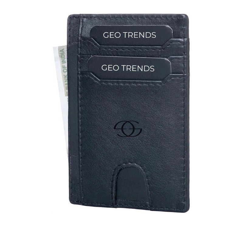 GEO TRENDS Unisex Solid Leather Card Holder