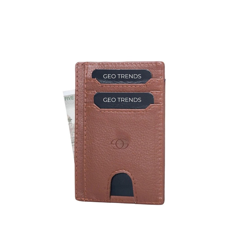GEO TRENDS Unisex Textured Leather RFID Two Fold Wallet