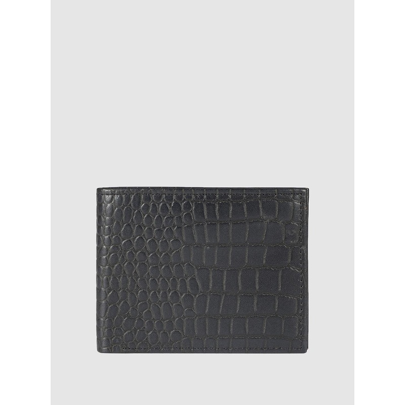 IN.HIDE Men Croco Textured Leather Two Fold Wallet
