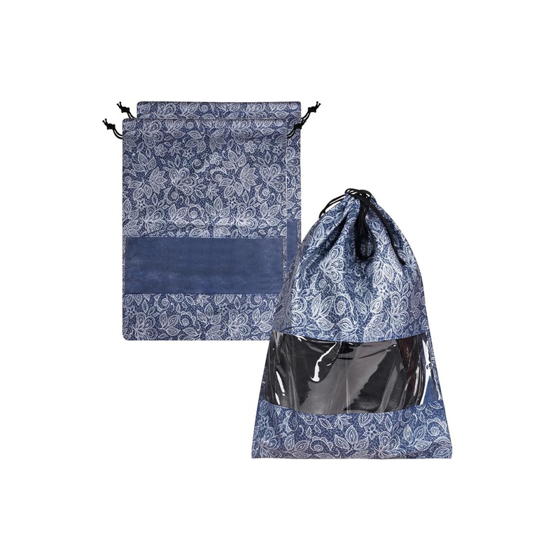 Kuber Industries Set Of 3 Printed Non-Woven Shoe Cover Bags with Transparent Window