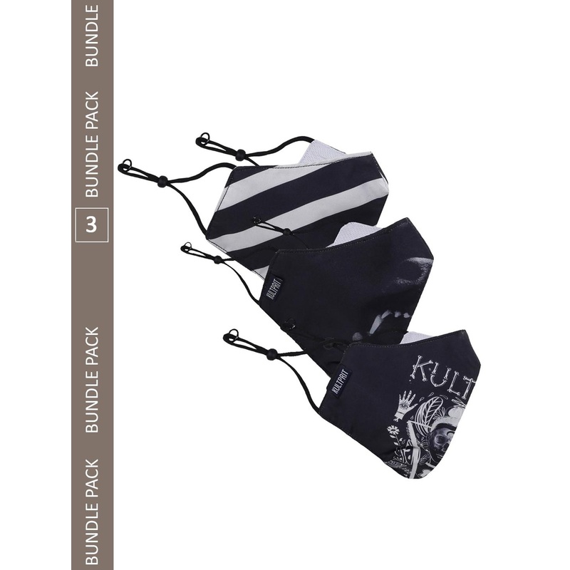 KULTPRIT Pack of 3 Printed Reusable Cotton Outdoor Masks