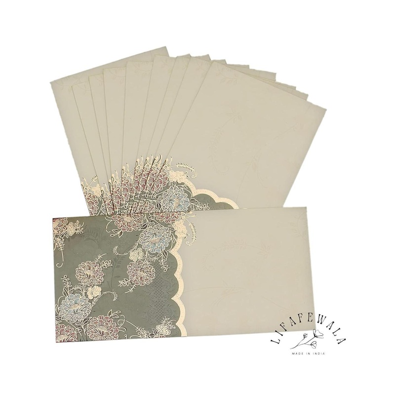 LIFAFEWALA Set of 10 Green Money Envelope