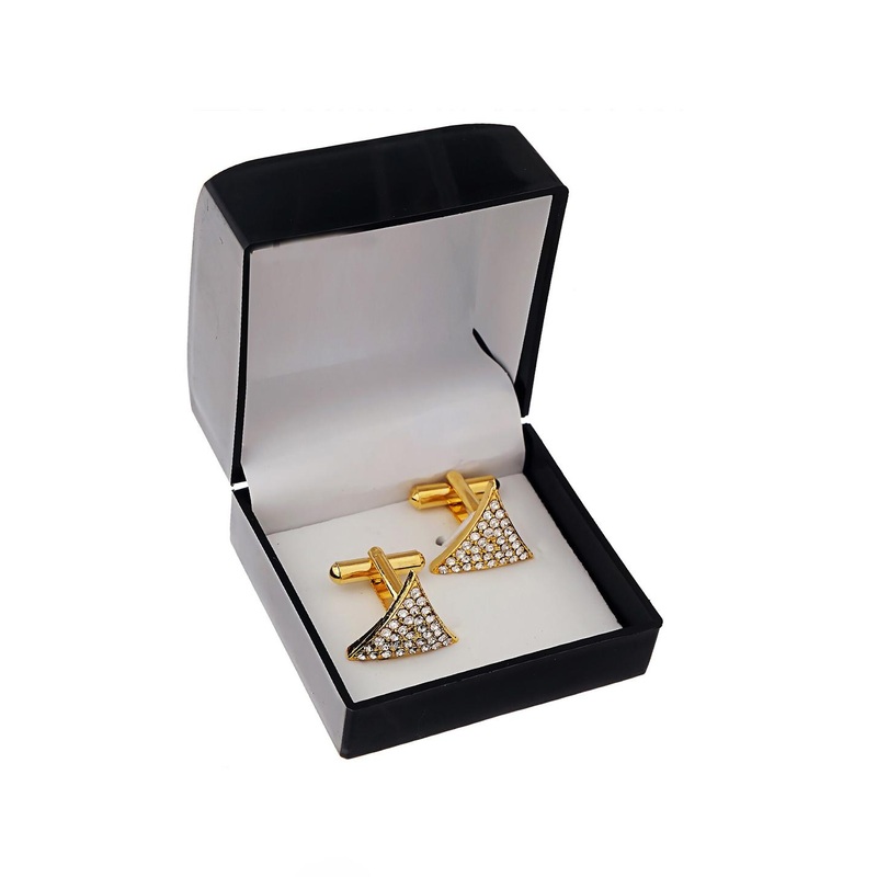 LUCKY JEWELLERY Gold Plated Geometric Cufflink