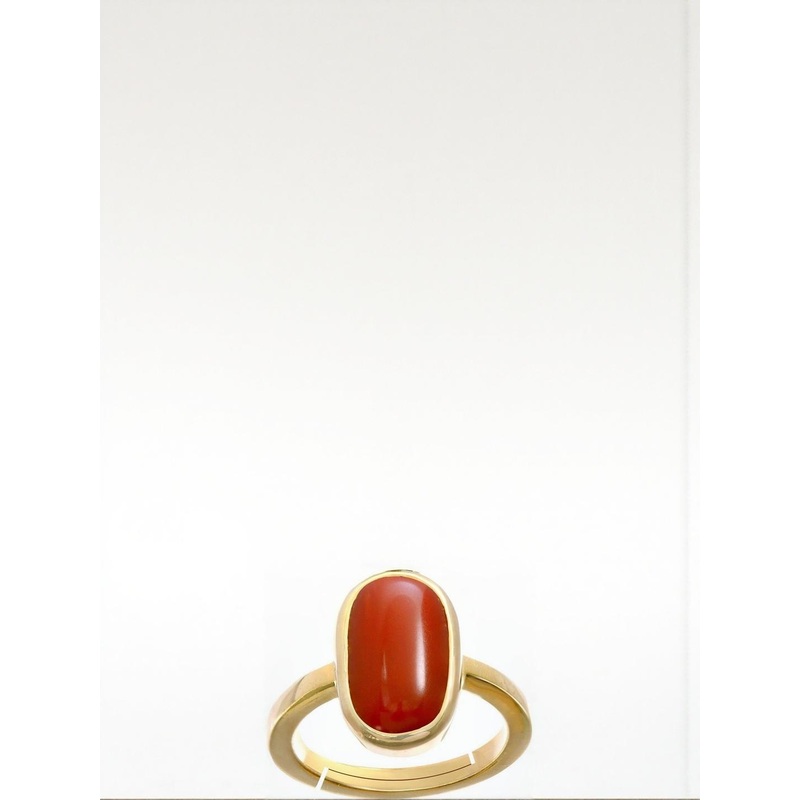 RAVIOUR LIFESTYLE Brass-Plated 4.55 Carat Coral Stone Studded Finger Ring