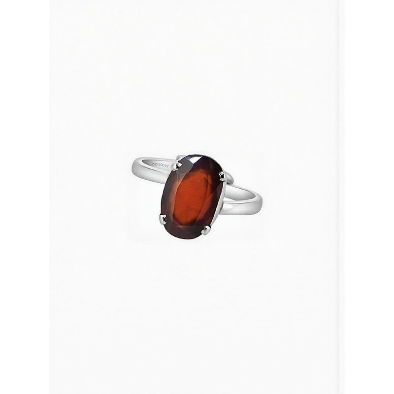 RAVIOUR LIFESTYLE CEYLONMINE Natural Garnet\u002FGomed Stone-Studded Adjustable Finger Ring