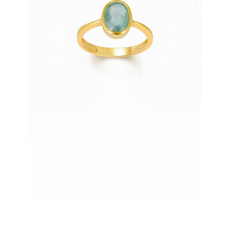 RAVIOUR LIFESTYLE Copper Plated 9.25 Ratti Emerald Studded Finger Ring