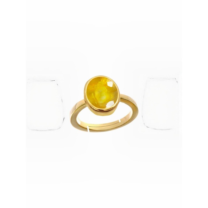 RAVIOUR LIFESTYLE Gold-Plated 6.25 Ratti Sapphire Stone Studded Finger Ring