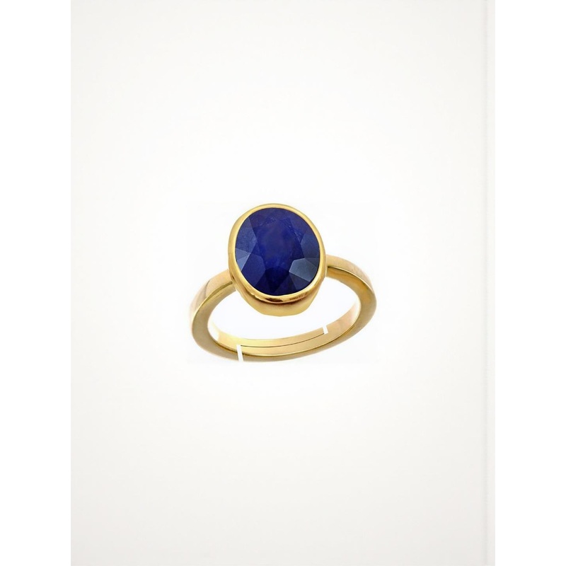 RAVIOUR LIFESTYLE Gold-Plated 7 Carat 7.50 Ratti Sapphire Stone Studded Finger Ring