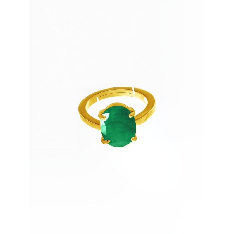 RAVIOUR LIFESTYLE Gold-Plated Emerald Stone Studded Finger Ring
