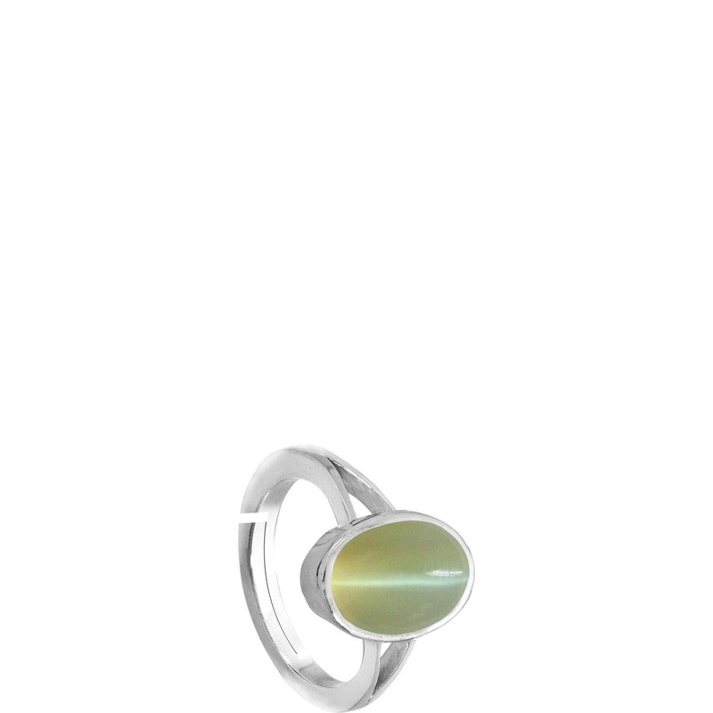 RAVIOUR LIFESTYLE Sliver Plated Cat’s Eye Studded Finger Ring