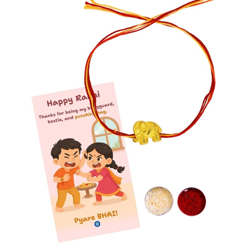 Anouk Elephant Rakhi With Greeting Card Gift Set