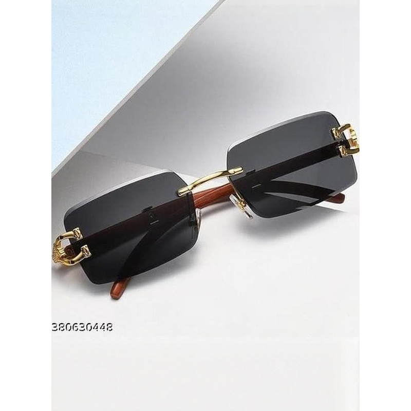 Arzonai Unisex Black Lens & Gold-Toned Rectangle Sunglasses With UV Protected Lens