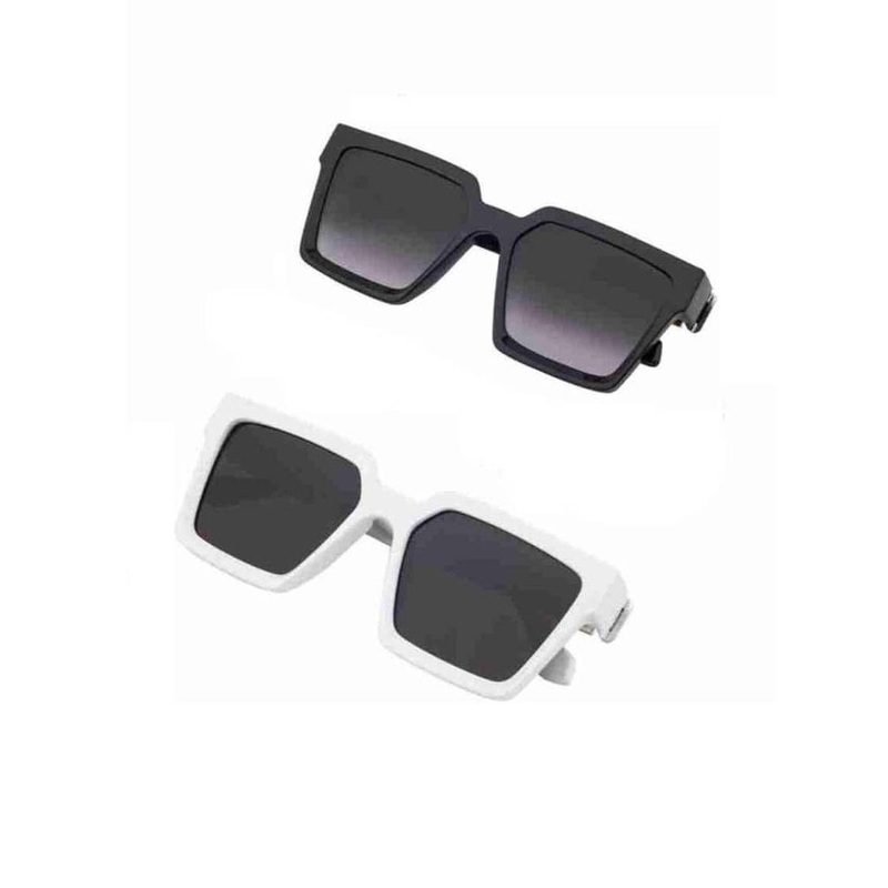 Arzonai Unisex Pack of 2 Black & White Sunglasses