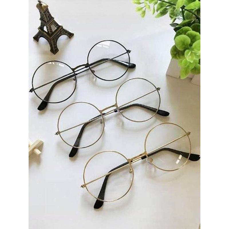 Arzonai Unisex Pack of 3 Clear Lens & Black Round Sunglasses