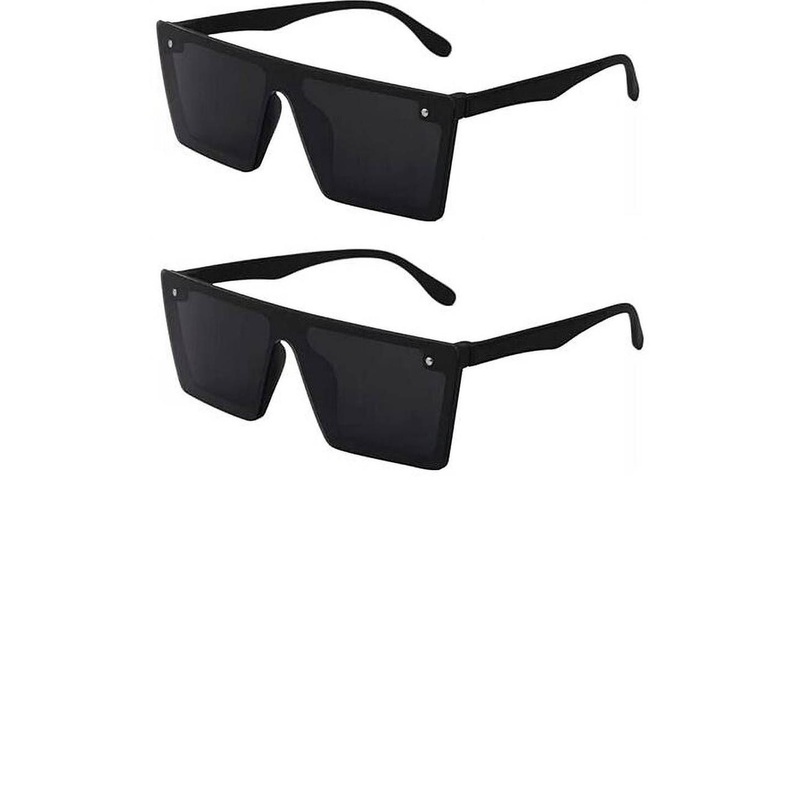 Arzonai Unisex Set of 2 Rectangle Sunglasses with UV Protected Lens