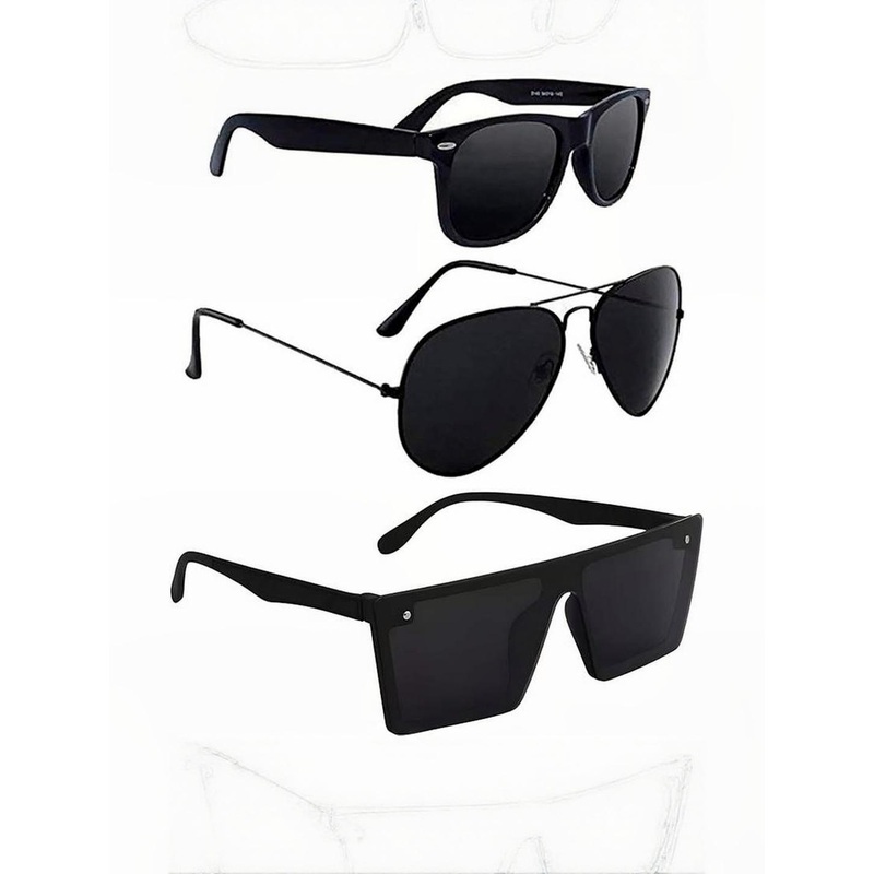 Arzonai Unisex Set of 3 Aviator Sunglasses with UV Protected Lens