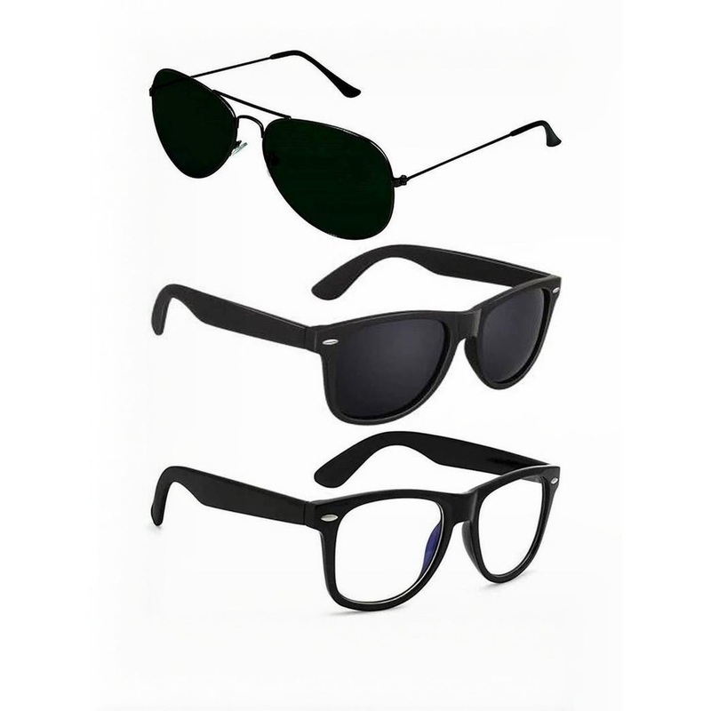 Arzonai Unisex Set of 3 Wayfarer & Aviator Sunglasses with UV Protected Lens