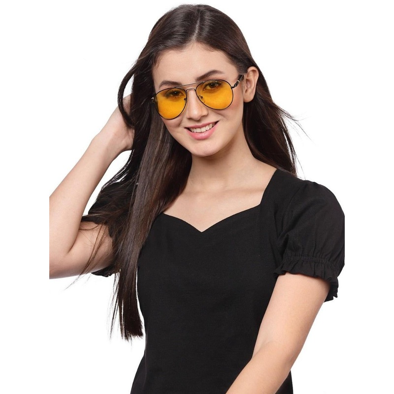 Arzonai Unisex Yellow Lens & Black Square Sunglasses With UV Protected Lens