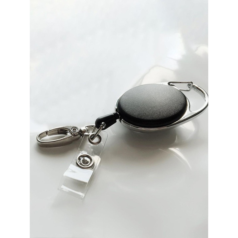 CONTACTS Unisex Retractable Badge Reel Key Chain With Carabiner Clip