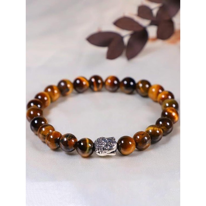 CRYSTAL DIVINE Unisex Tigers Eye Elasticated Bracelet