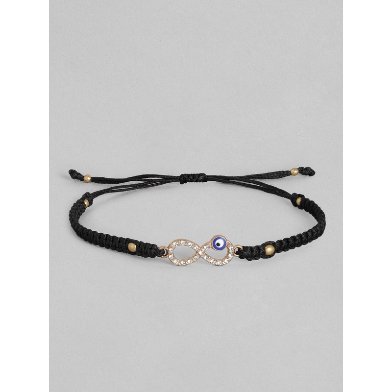 EL REGALO Unisex Black  Gold-Toned Evil Eye Charm Bracelet