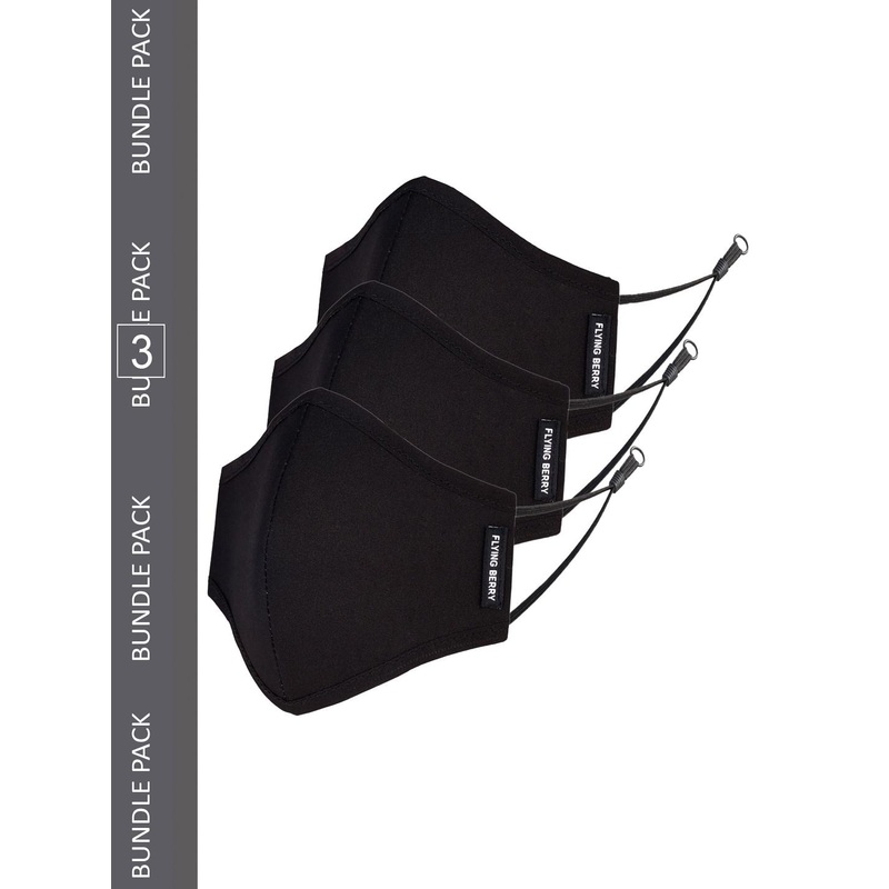 FLYING BERRY Pack Of 3 Cotton Reusable 3-Ply 3D Outdoor Face Masks