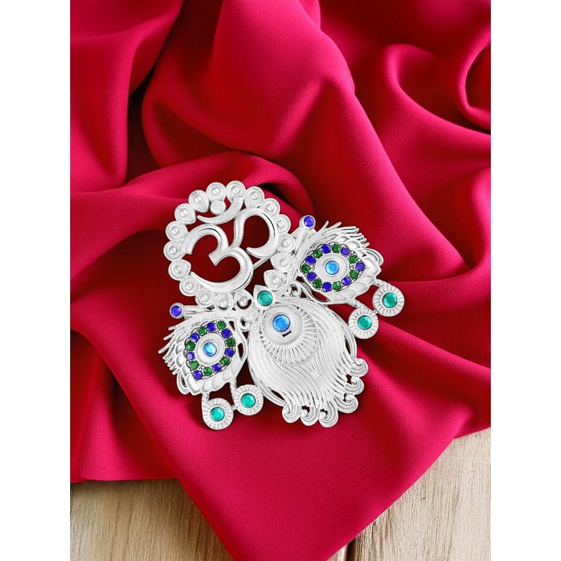 Mahi Artificial Stones Studded and Beaded Lapel Pin Brooch