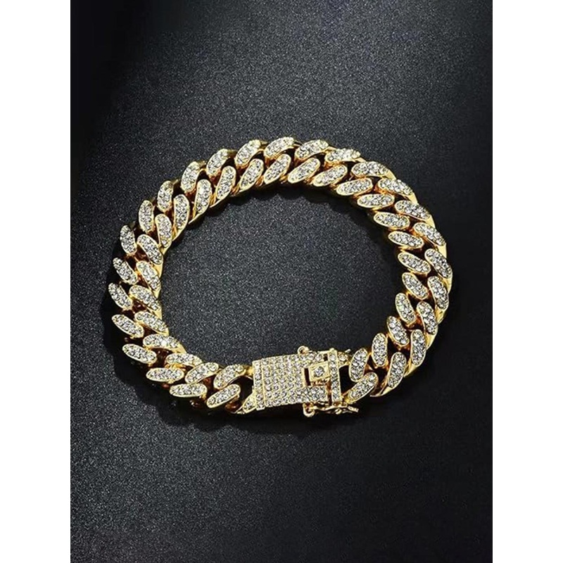 MEENAZ Men American Diamond Gold-Plated Link Bracelet