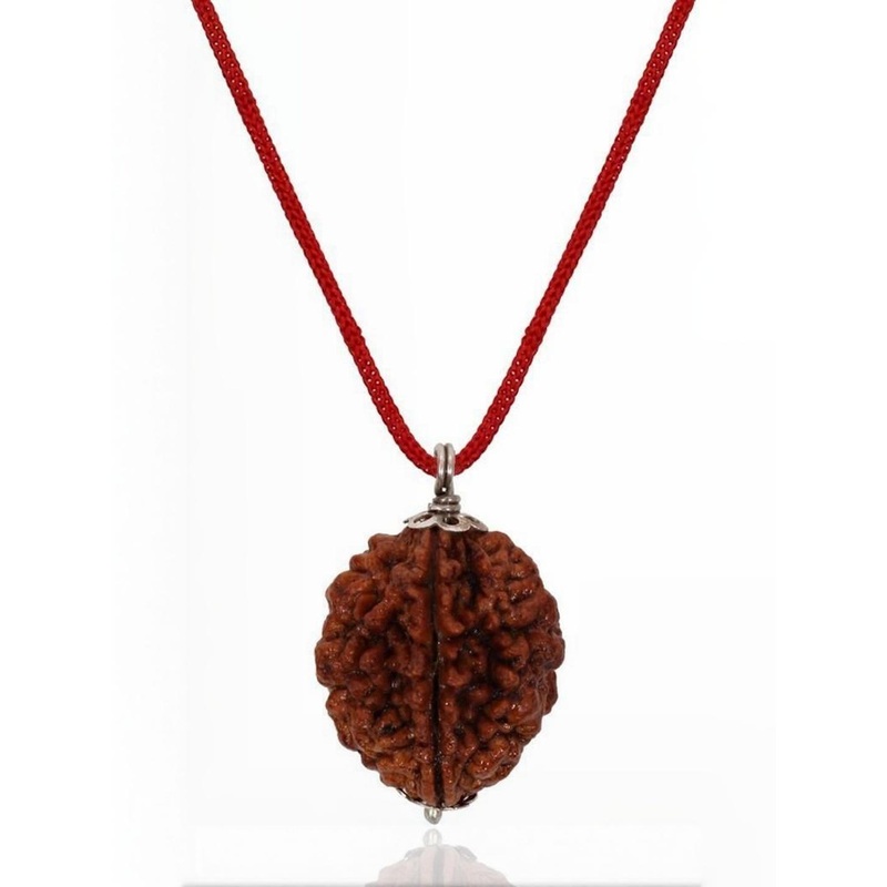 RAVIOUR LIFESTYLE Unisex 2 Faced Rudraksh Beaded Spherical Pendant