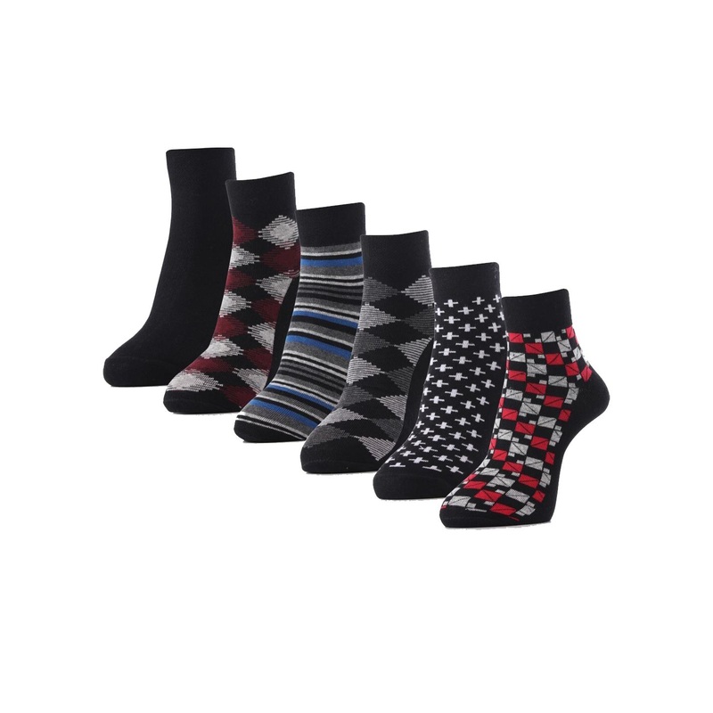 RC. ROYAL CLASS Men Pack Of 6 Patterned Ankle Length Socks