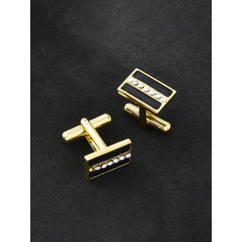Voylla Men Engraved Gold-Plated Rectangle Cufflink