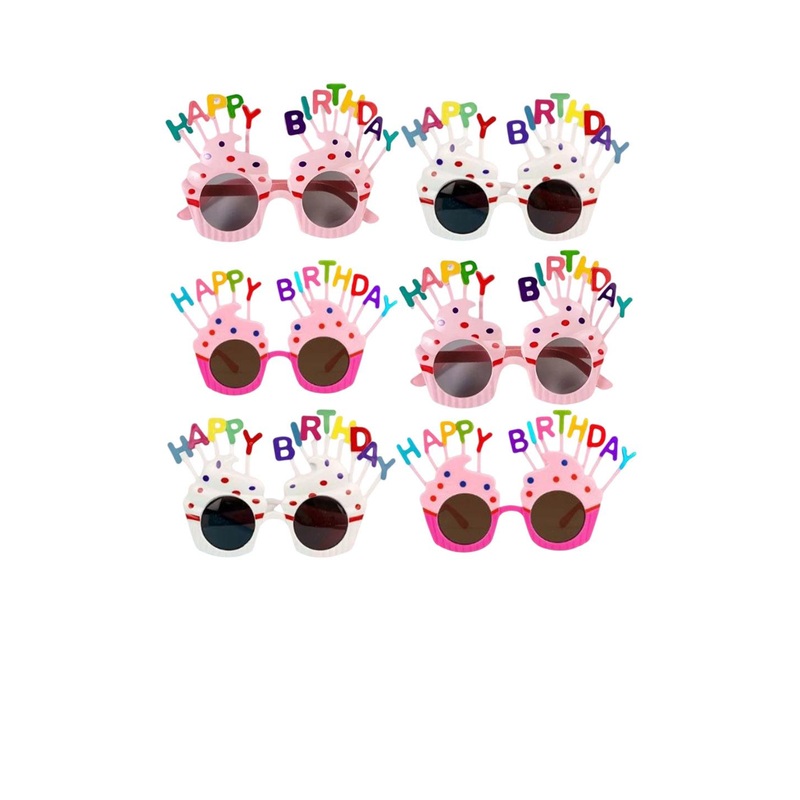 We3 Unisex Pack Of 6 Happy Round Birthday Sunglasses HBD goggles-random-PK6