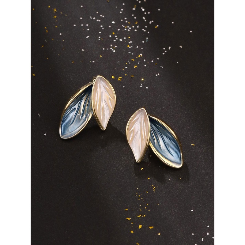 Yellow Chimes  Leafy Gold Plated Shaped Studs Earrings