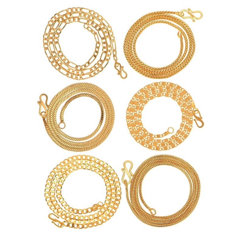 AanyaCentric Pack Of 6 Brass Gold Plated Chain
