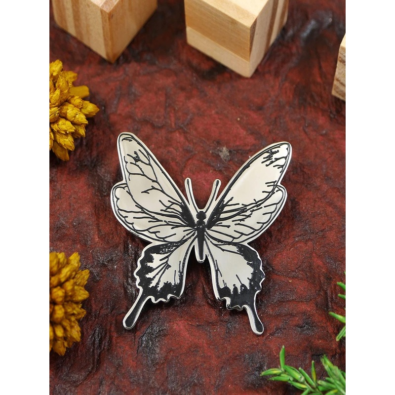 ADORN Unisex Stainless Steel Butterfly Shaped Minimal Brooch