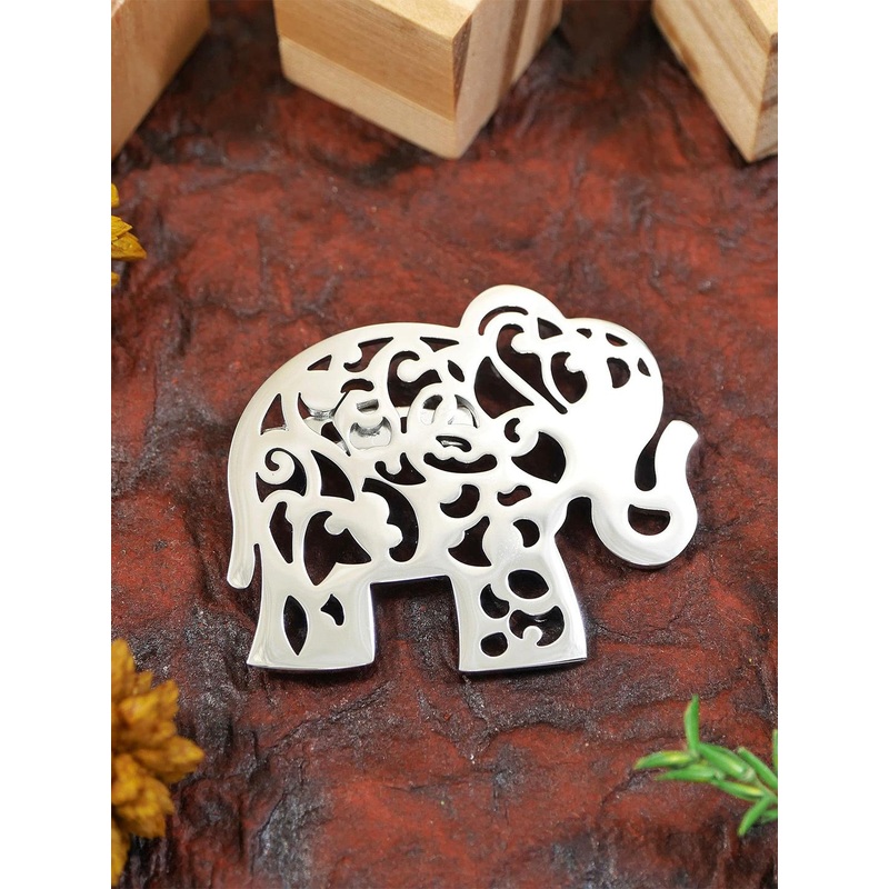 ADORN Unisex Stainless Steel Elephant Shaped Minimal Brooch