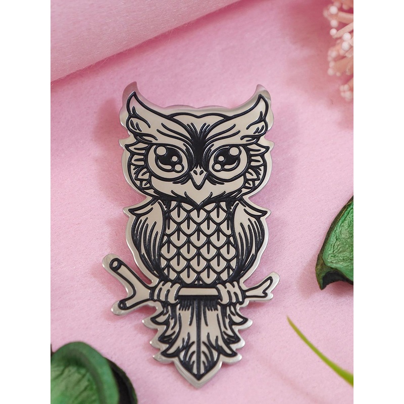 ADORN Unisex Stainless Steel Owl Shaped Minimal Brooch