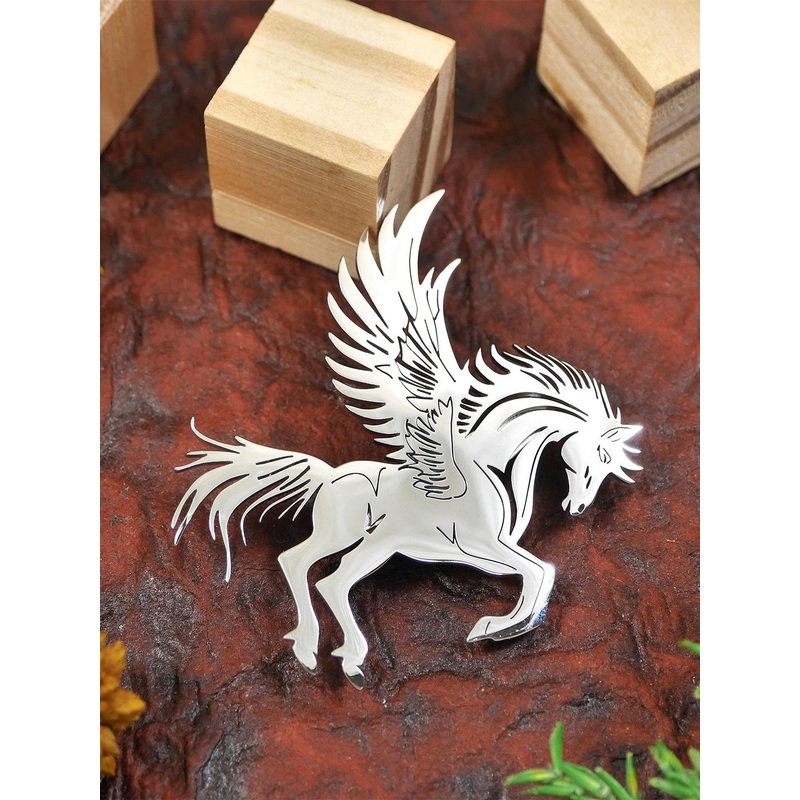 ADORN Unisex Stainless Steel Pegasus Shaped Minimal Brooch