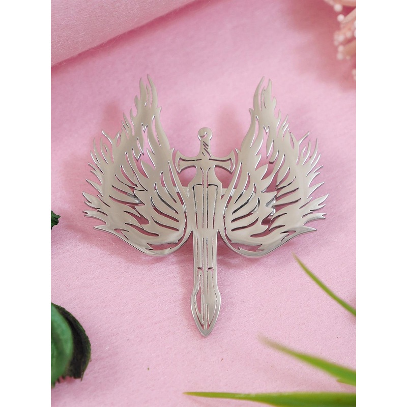 ADORN Unisex Stainless Steel Winged Sword Shaped Minimal Brooch