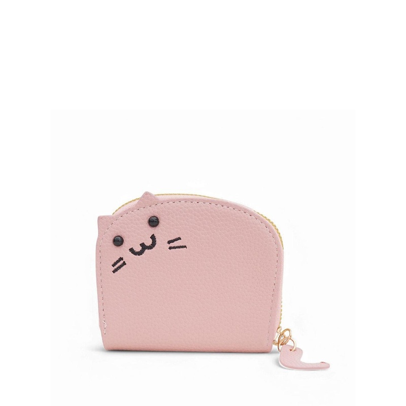 CLARABAE Men Cute Cat Themed Textured Leather Card Holder