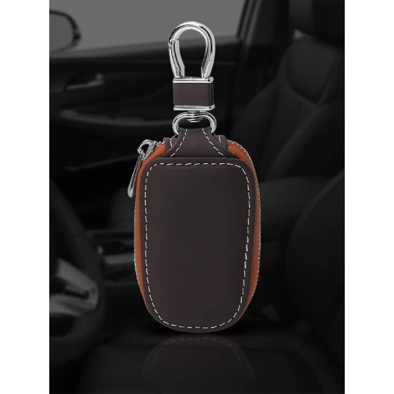 CONTACTS Brown Textured Leather Car Remote Key chain
