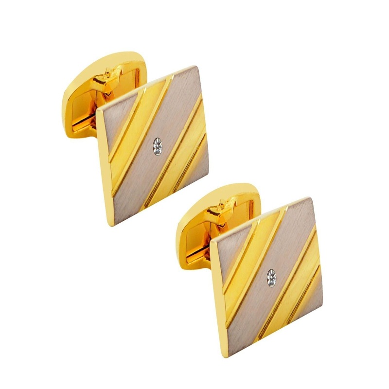 Curren Men Embellished Gold – Plated Cufflink