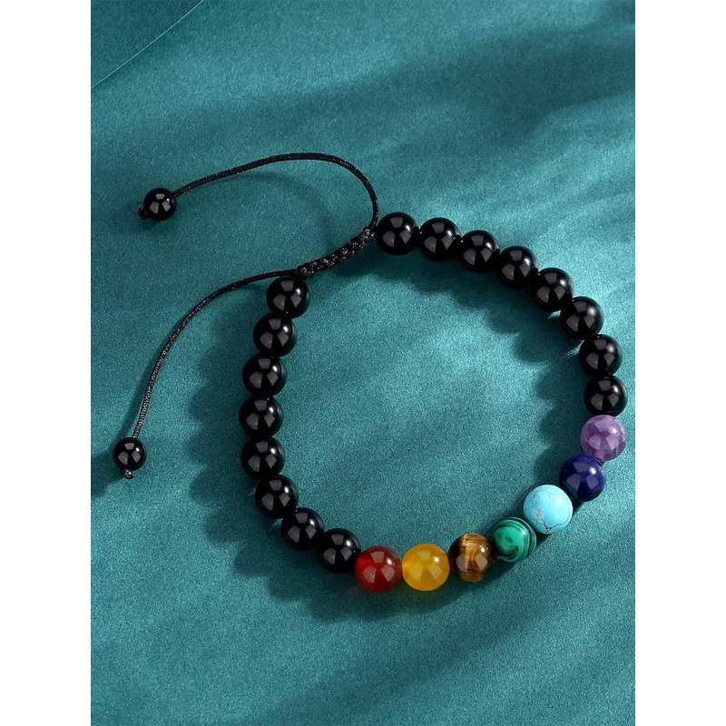 HOT AND BOLD 7 Chakra Natural Gemstones Beads Wraparound Bracelet
