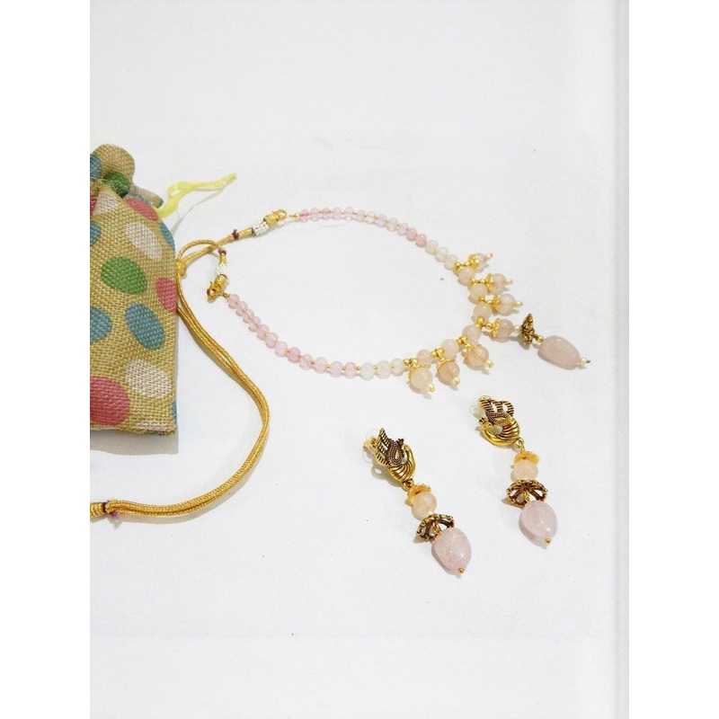 Jaya Vision Jewelry Gold-Plated Pearls Beaded Necklace And Earrings