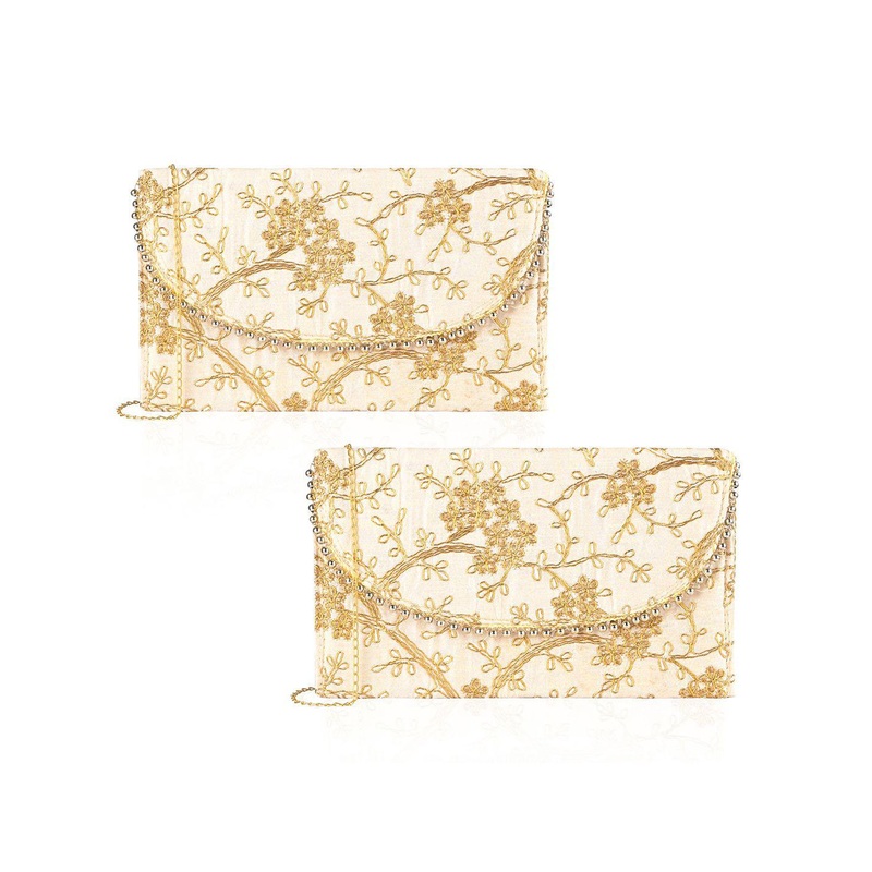 Kuber Industries Set Of 2 Embroidered Foldover Clutch