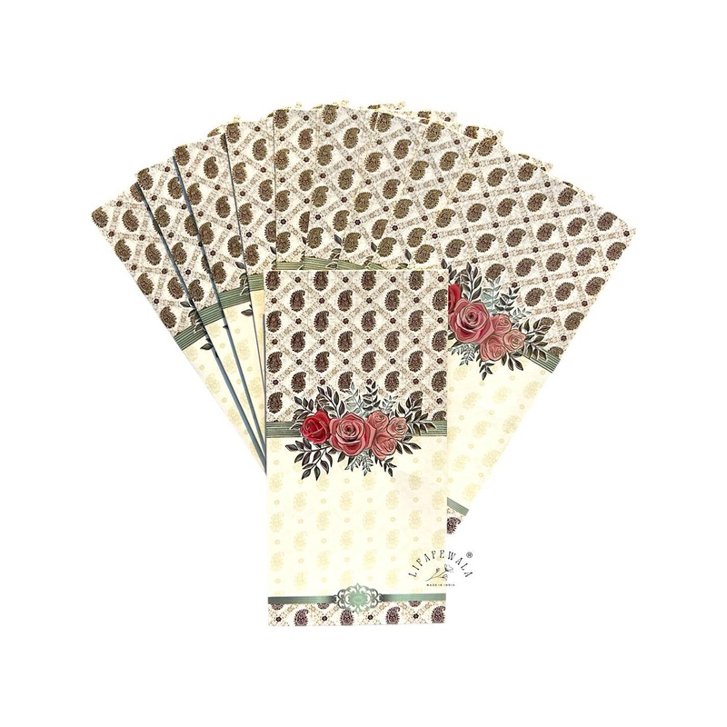 LIFAFEWALA Set of 10 White Money Envelope
